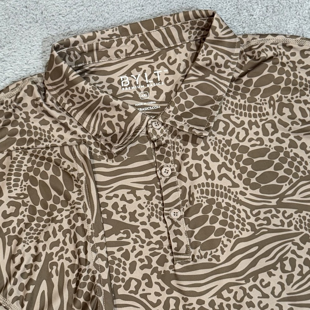 BYLT Basics Brown and Tan Patterned Polo